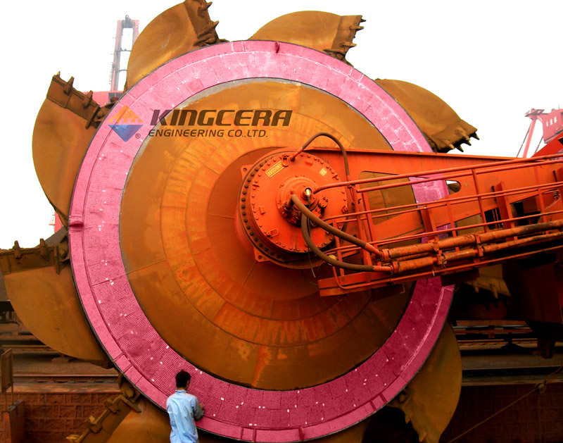 Z6尊龙耐磨陶瓷利用于斗轮机圆盘